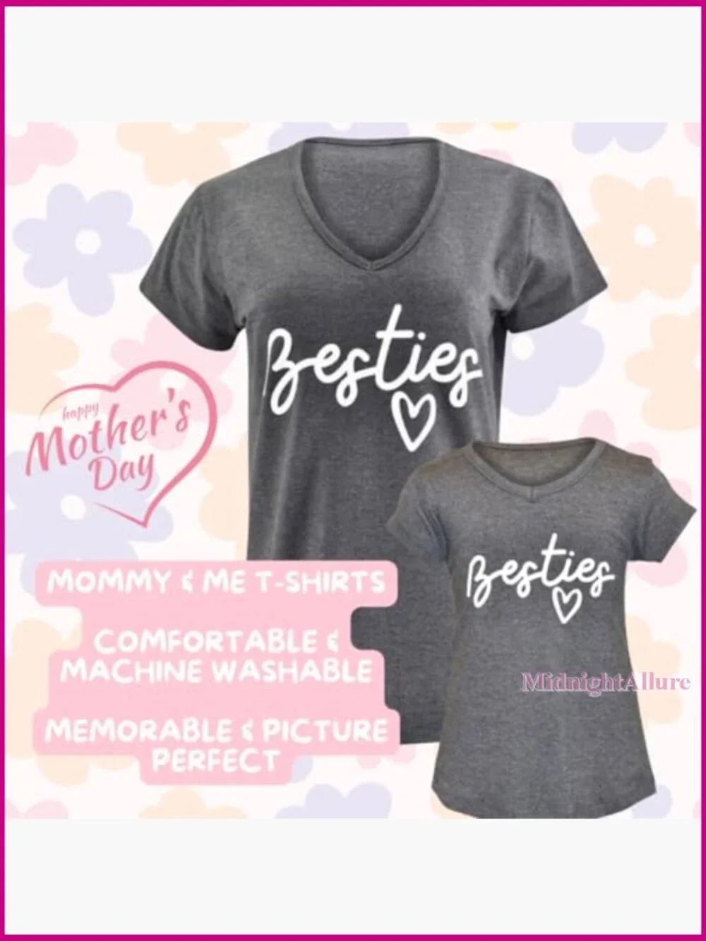 Matching Mommy & Me Besties T-Shirt Set V-Neck